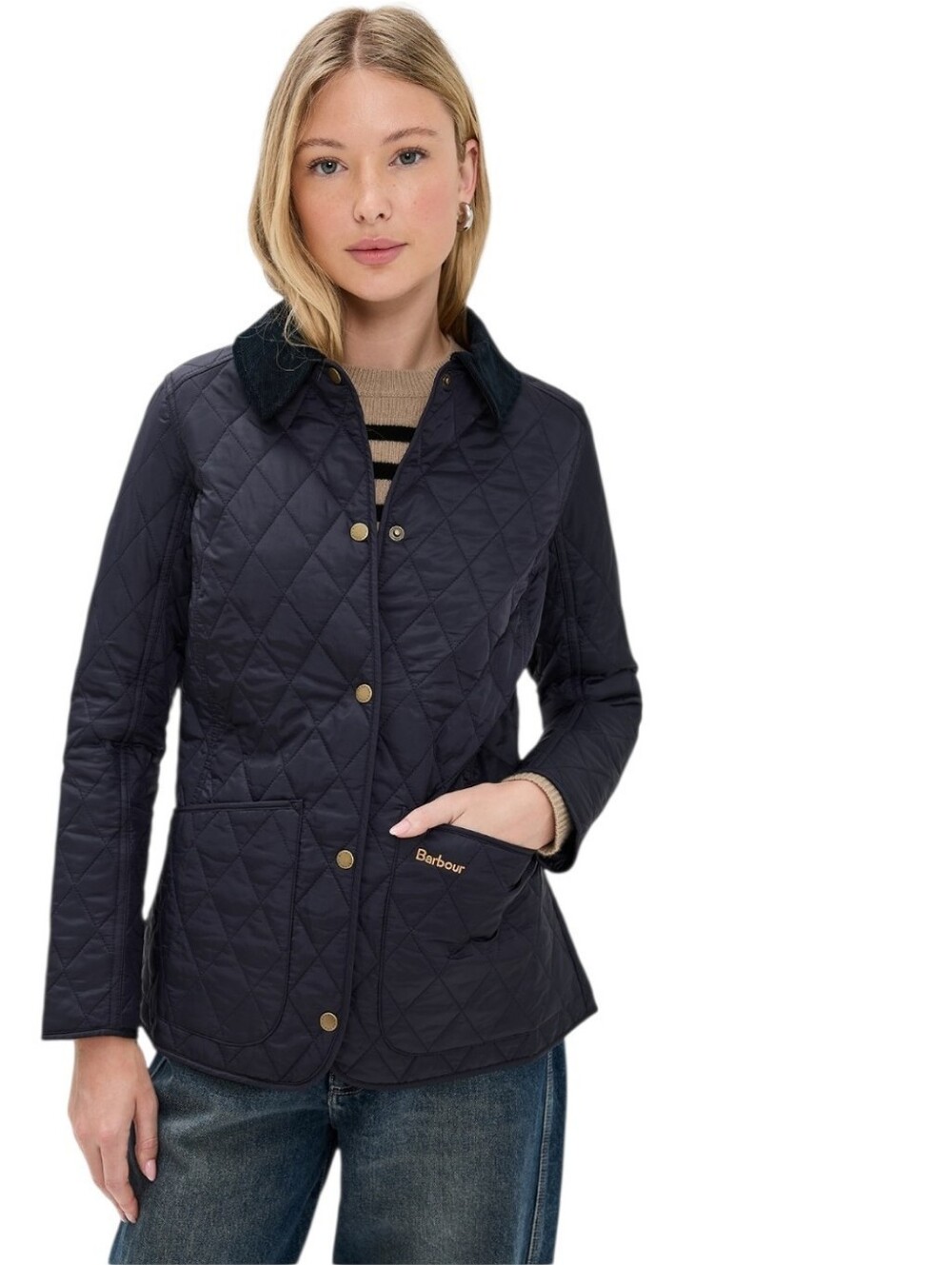 Barbour Annandale Quilted Barn Jacket Black Women's 4 Corduroy Collar